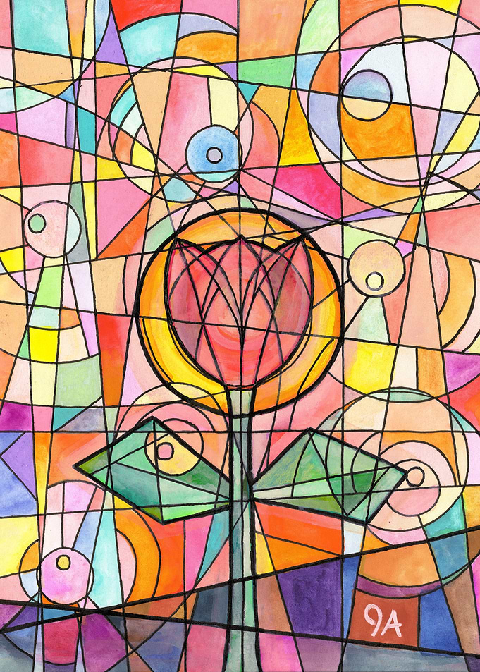Abstract Floral Watercolor Painting - Flower Halo