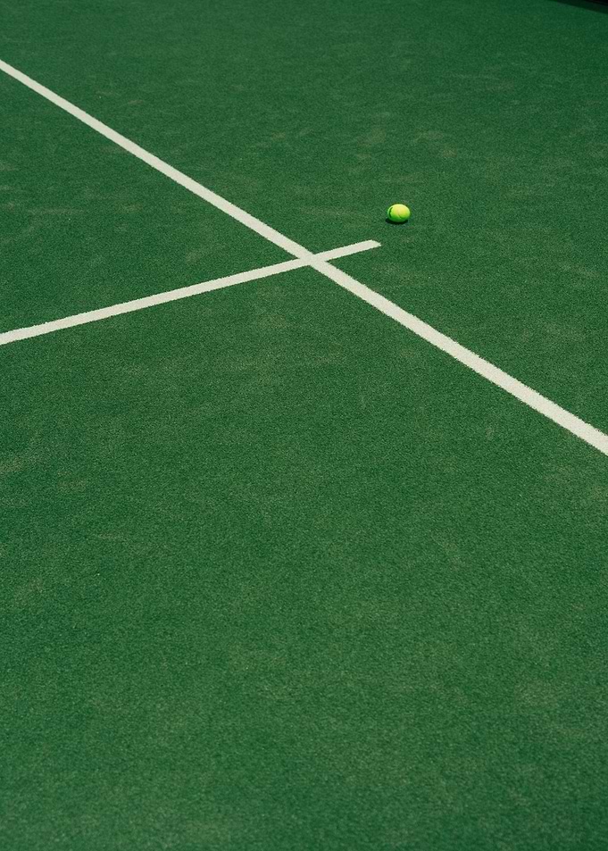 Tennis court with ball
