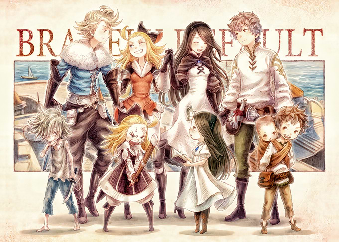 Bravely Default characters group illustration