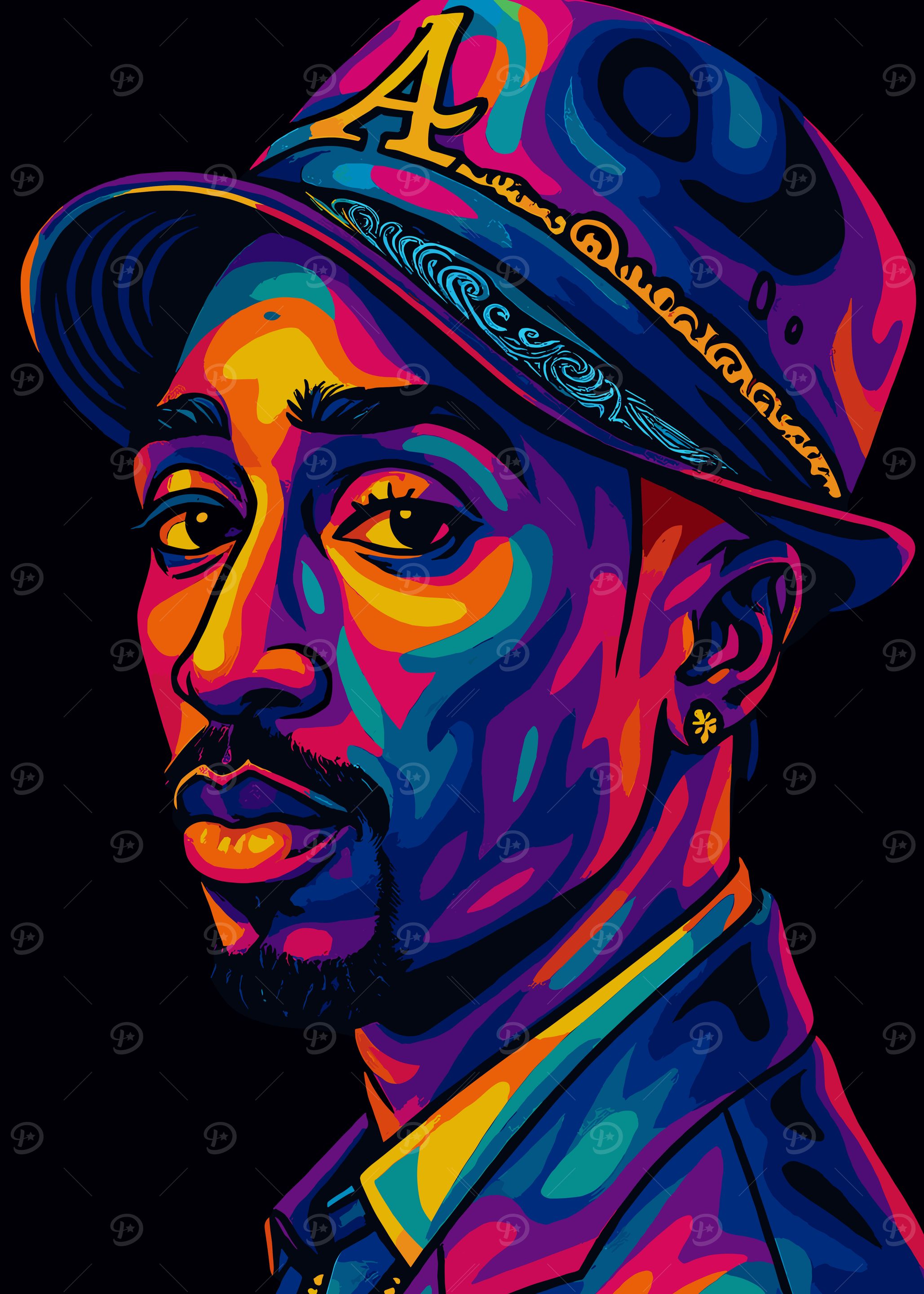 Colorful Tupac Shakur Portrait