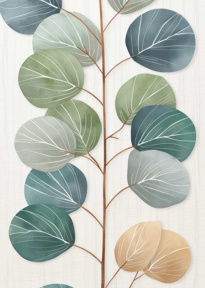 Eucalyptus Leaves Watercolor Art