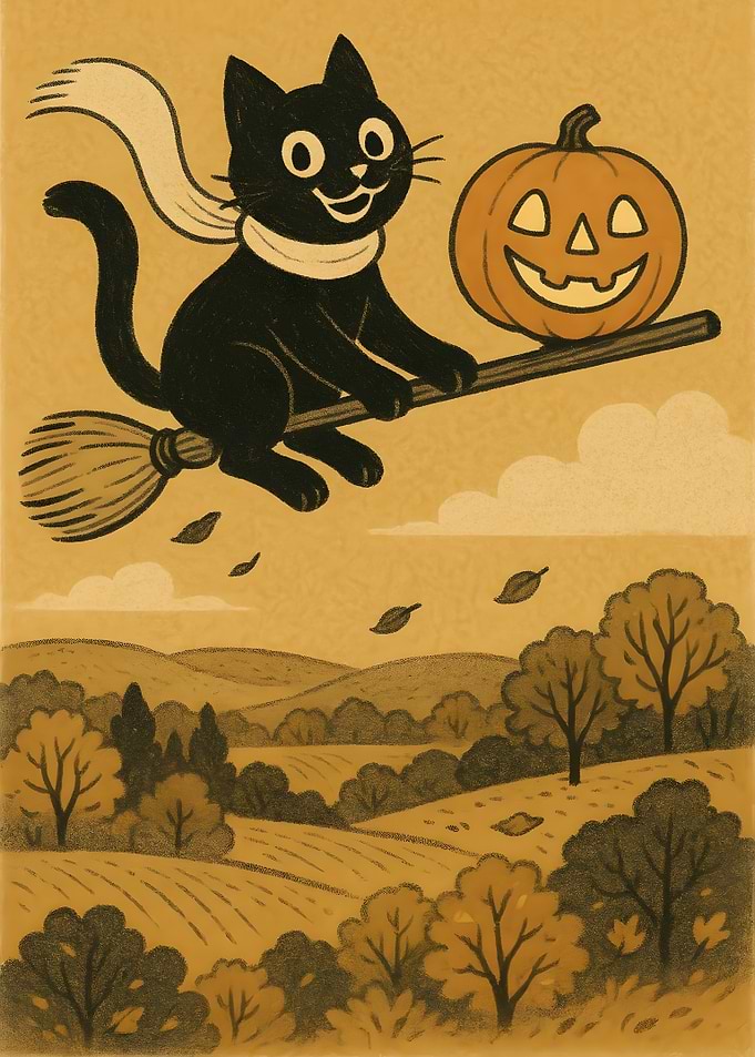 Halloween Black Cat Witch