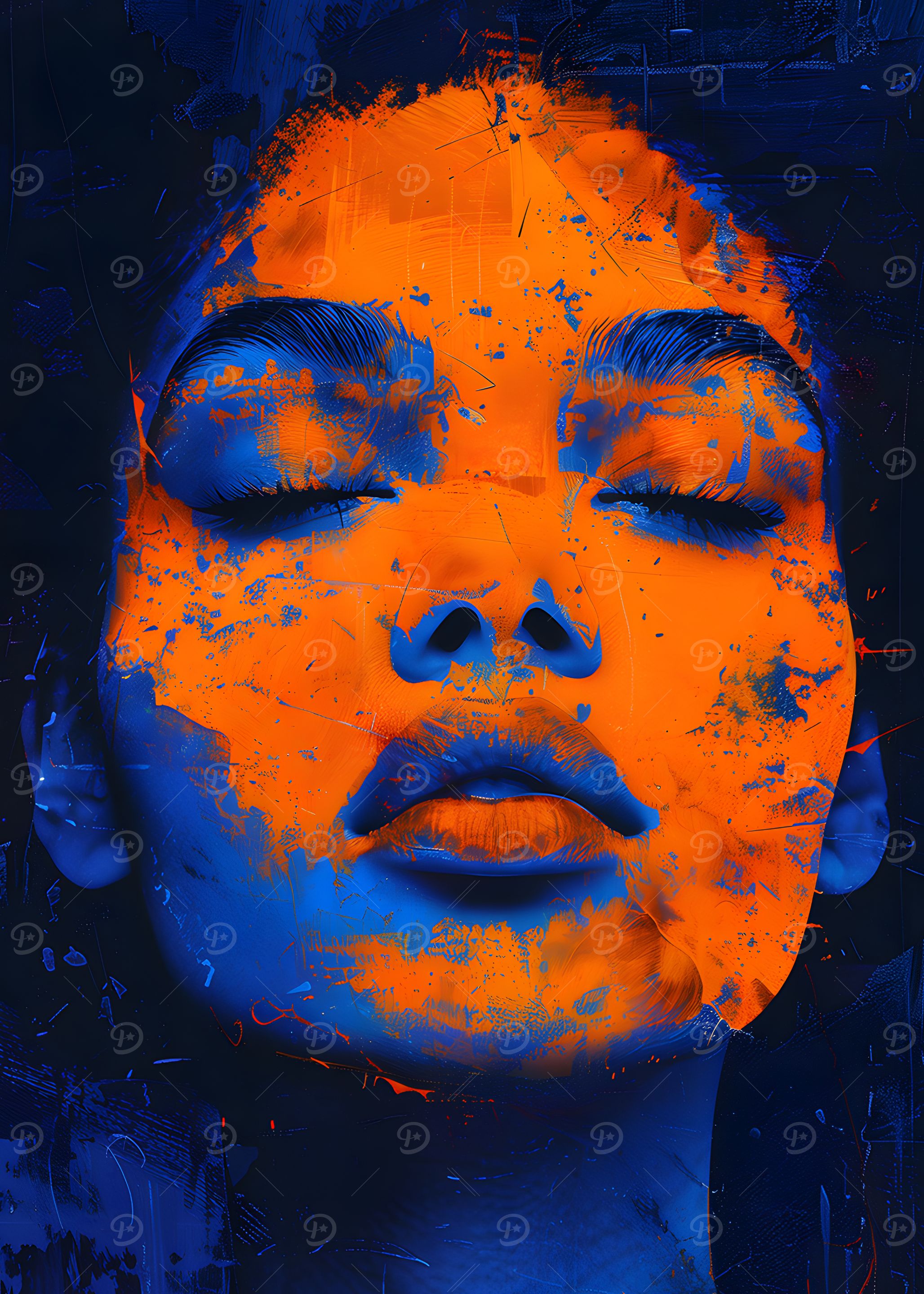 Abstract Portrait in Blue and Orange