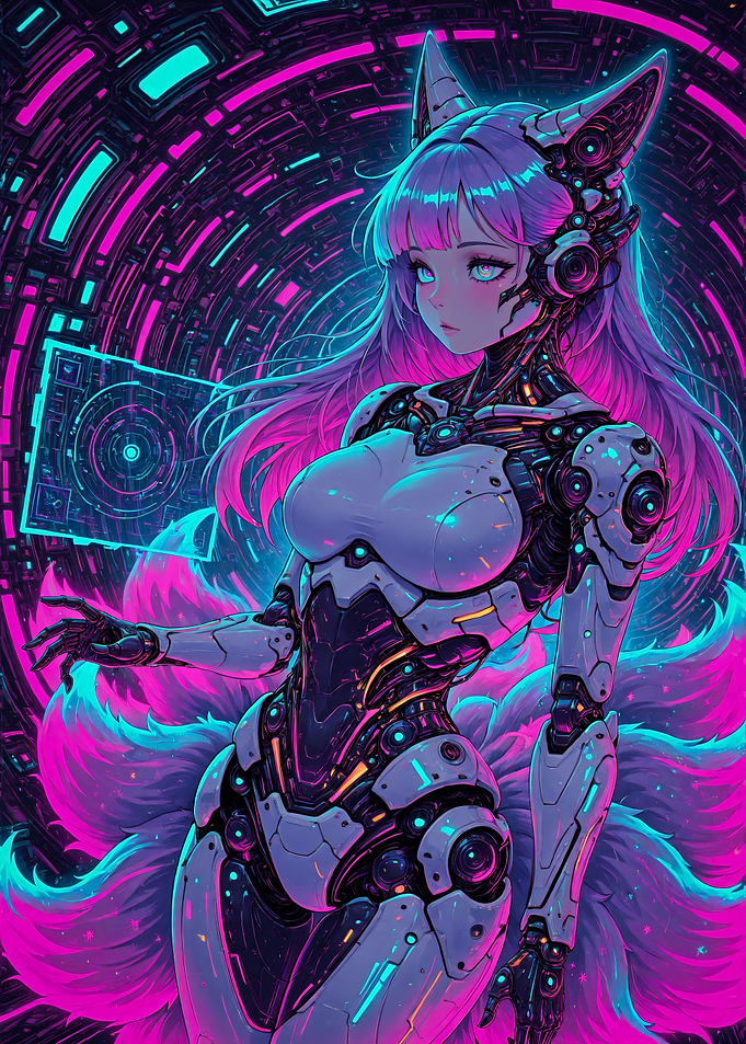 Cyberpunk Style Anime Fox Girl Kitsune