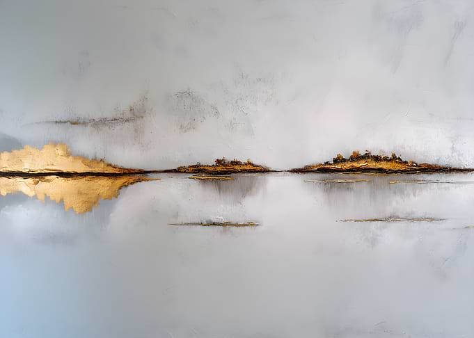 Abstract Golden Landscape Painting