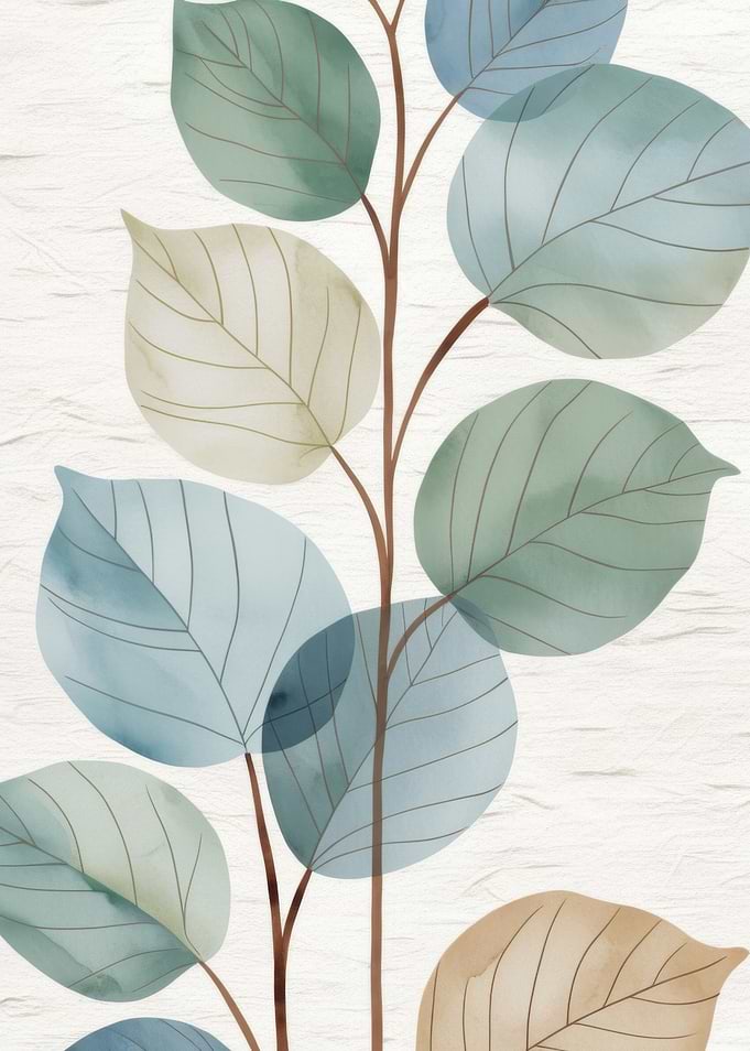 Watercolor Leaves on Textured Background