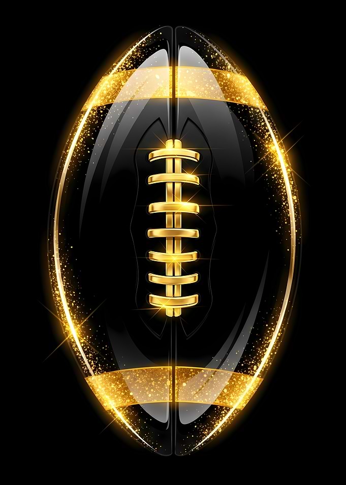Golden Football on Black Background