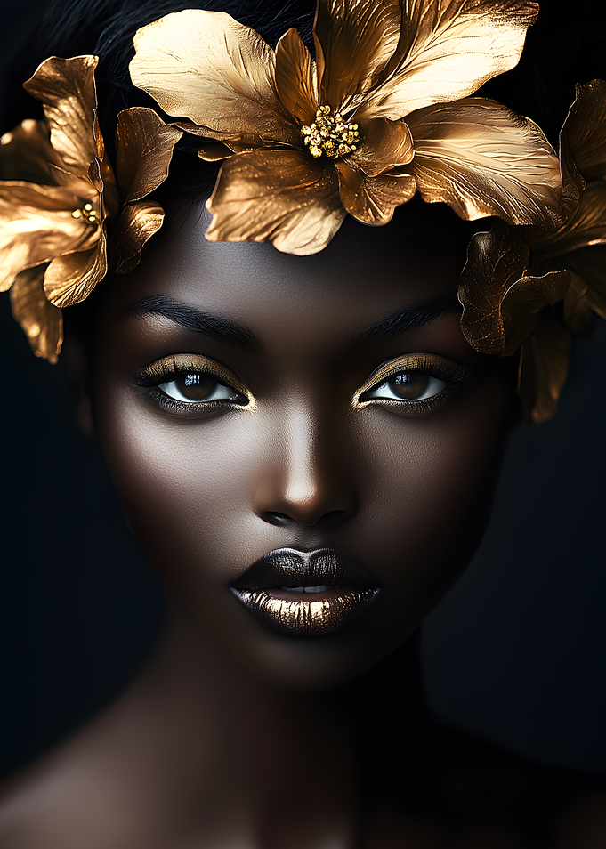 Golden Flowers Portrait