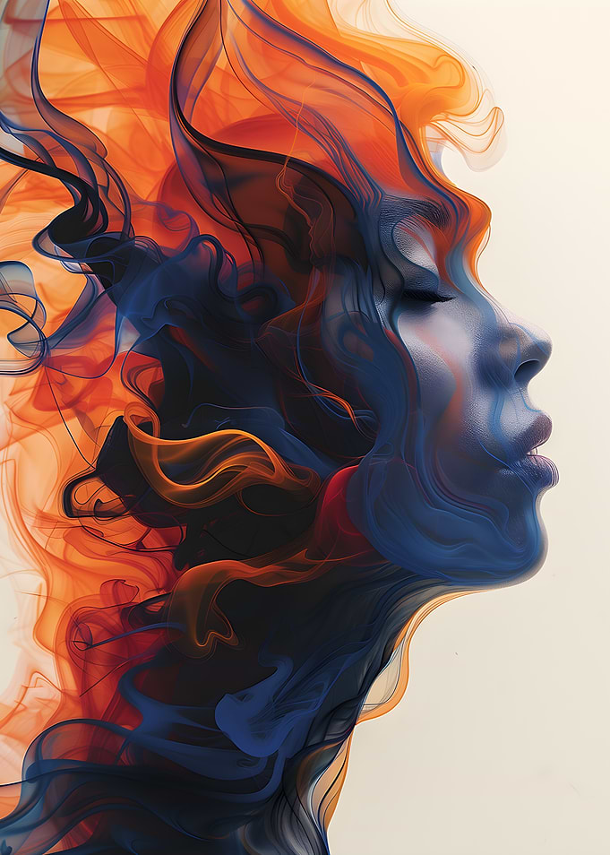 Abstract Woman Portrait with Smoke
