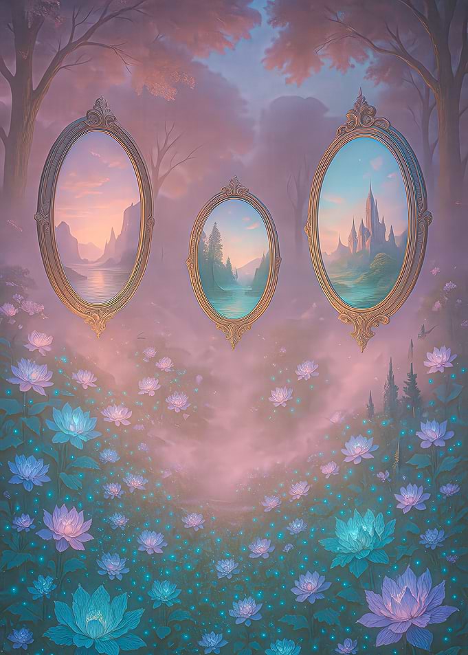 Dreamy Mirrors in a Lotus Field