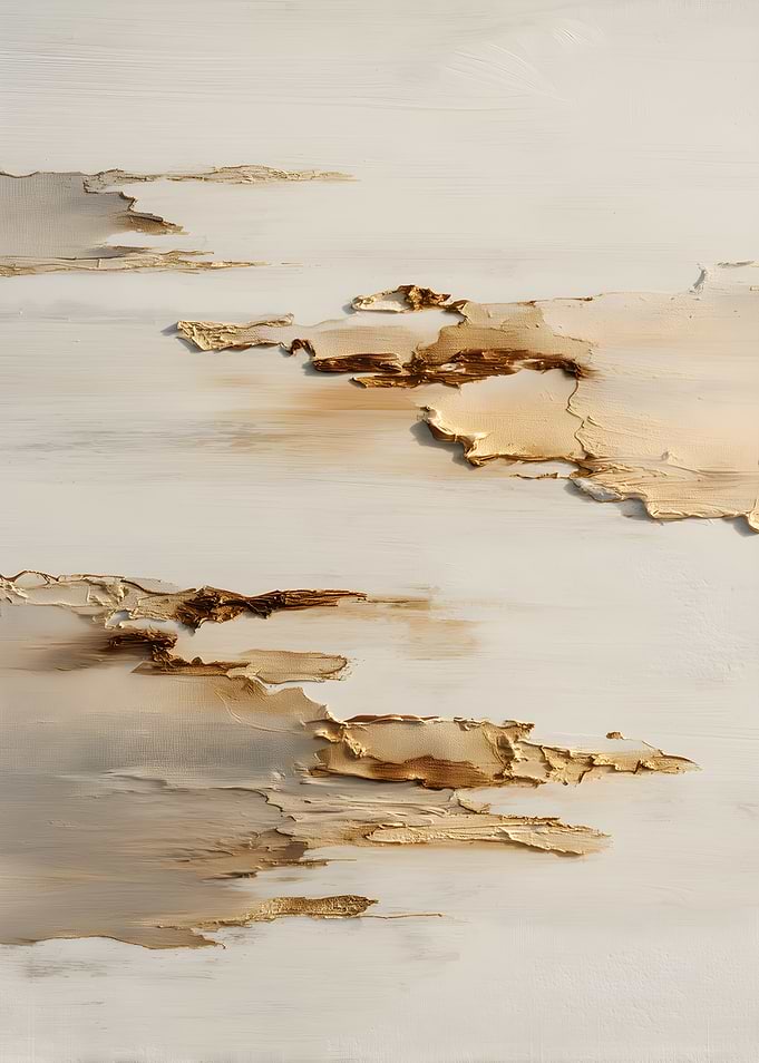 Abstract Gold and White Textured Painting