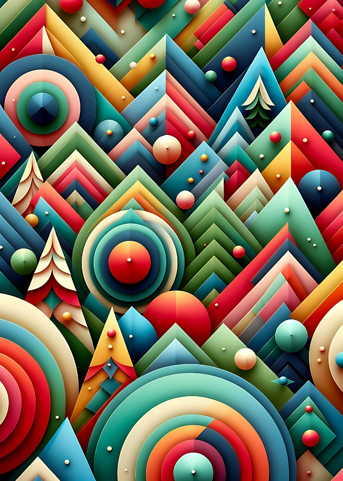 Colorful Geometric Abstract Pattern - Christmas Trees