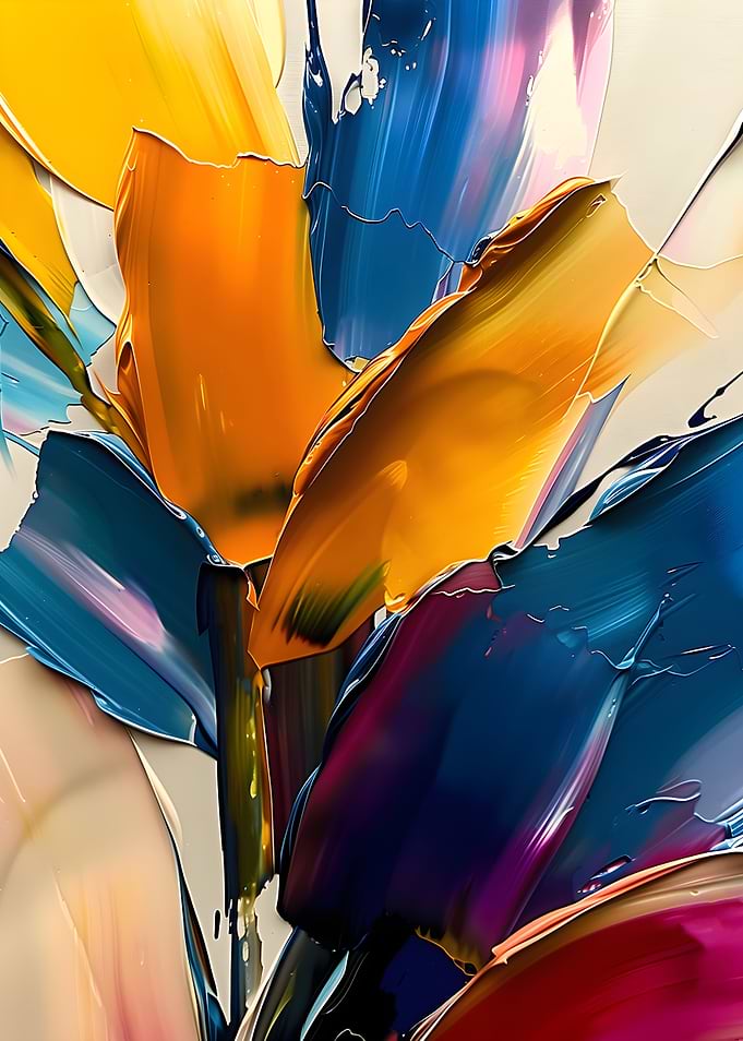 Abstract Floral Painting with Bold Colors