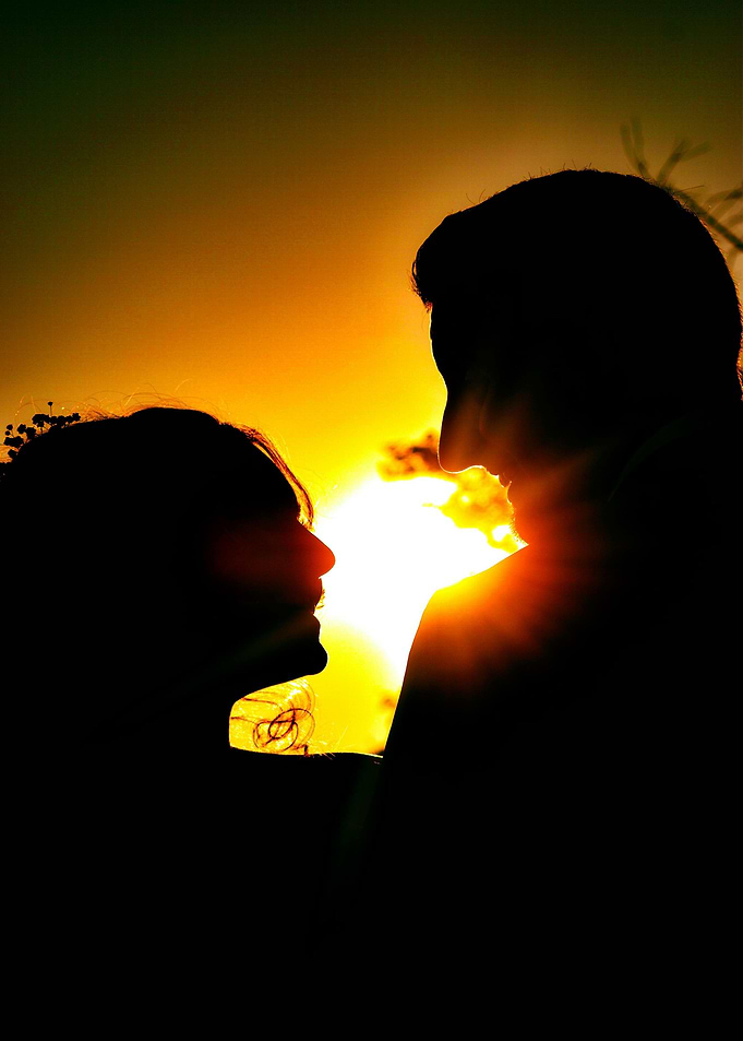 Silhouette of a Couple at Sunset