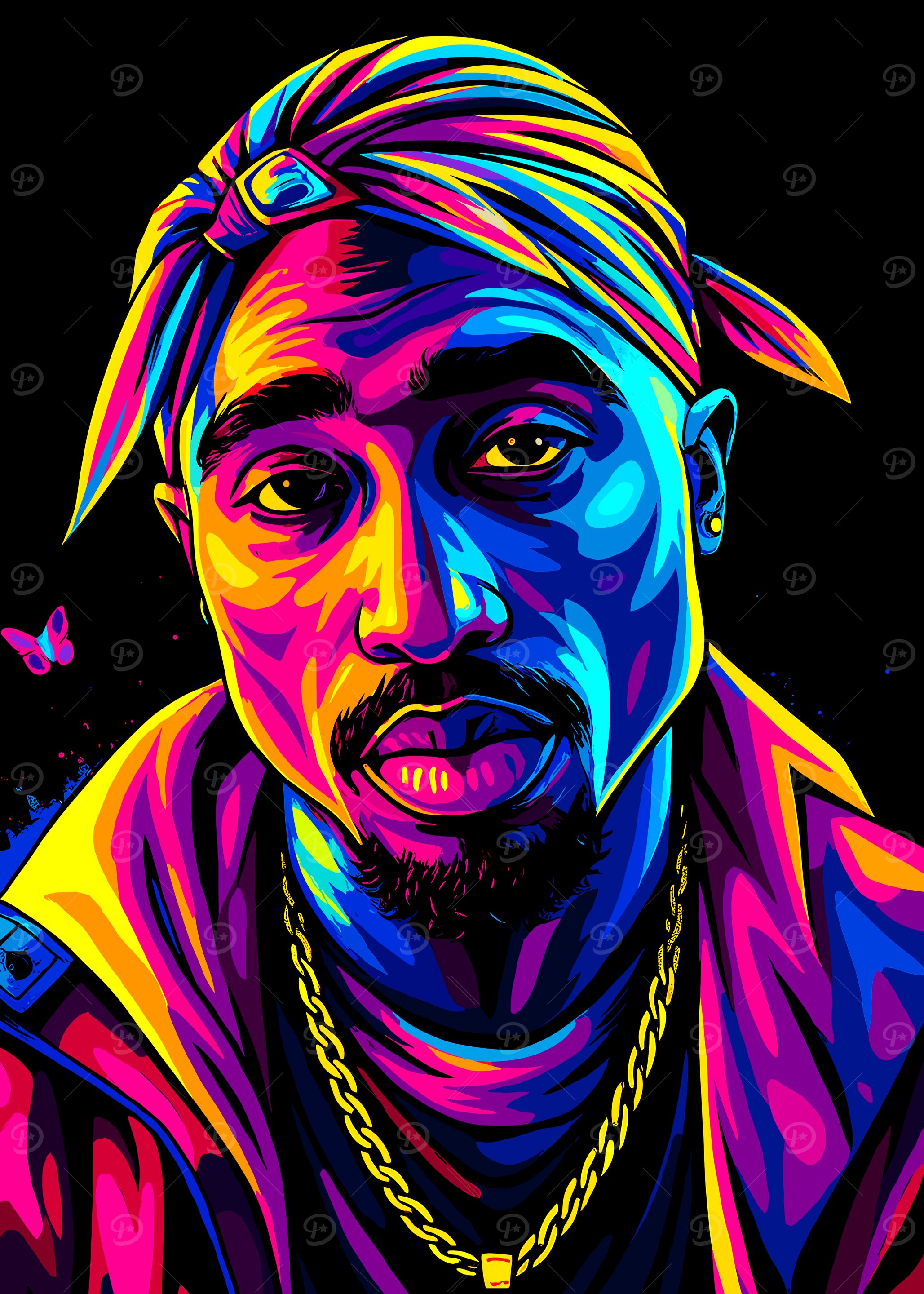 Colorful Portrait of Tupac Shakur