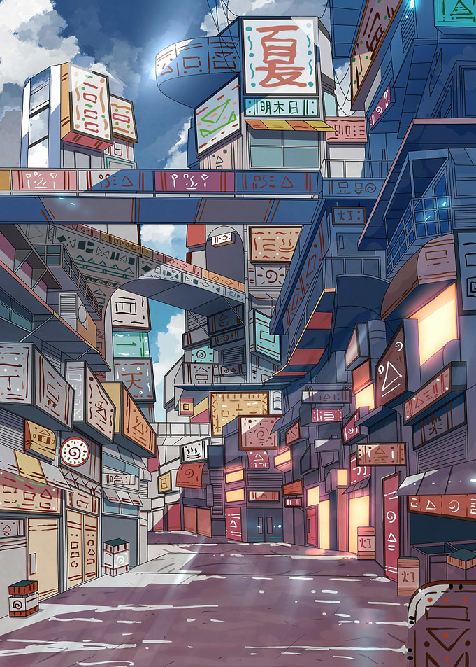Futuristic Asian Cityscape Digital Art