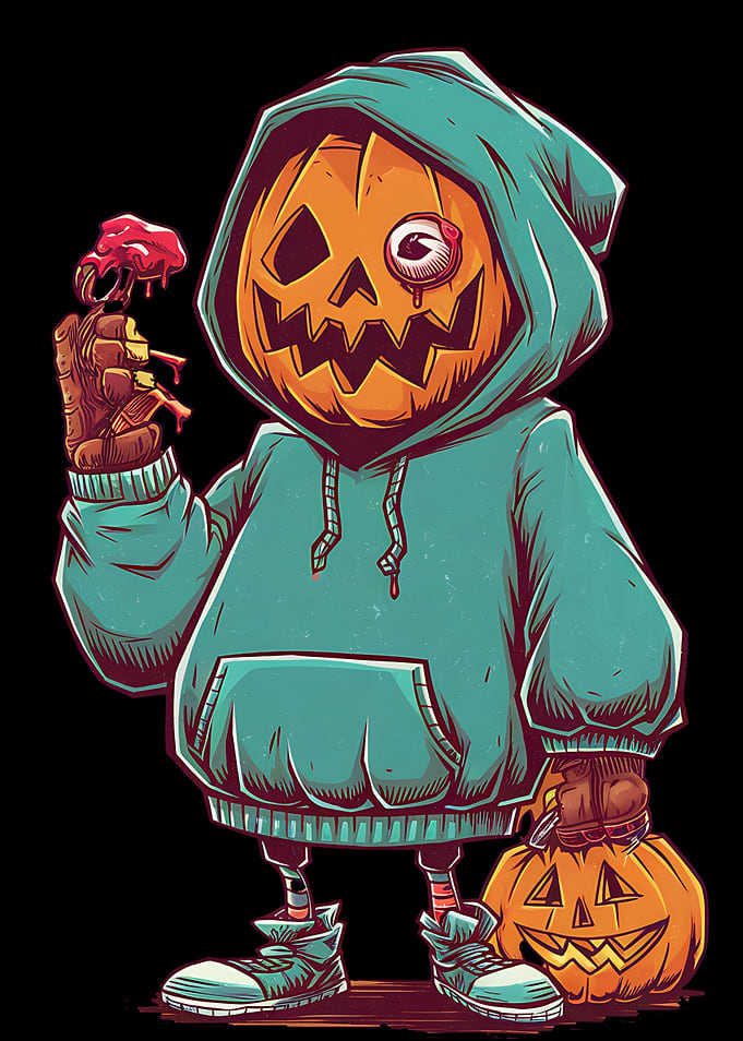Halloween Pumpkin Character with Hoodie