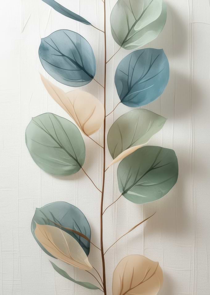 Eucalyptus Branch with Watercolor Leaves