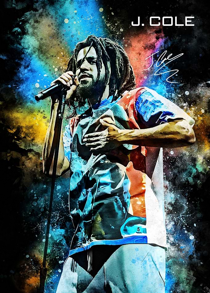 J. Cole Colorful Portrait