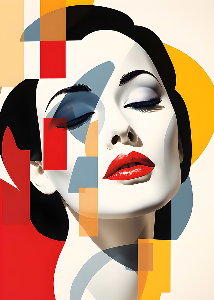 Abstract Woman Portrait with Geometric Shapes