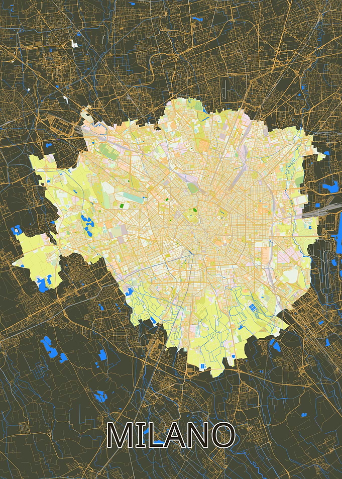 Detailed Map of Milano, Italy