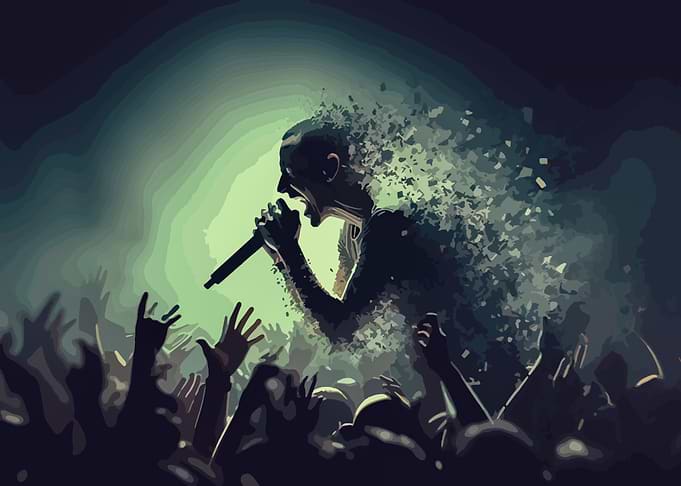 Chester Bennington Singer Performing on Stage with Crowd