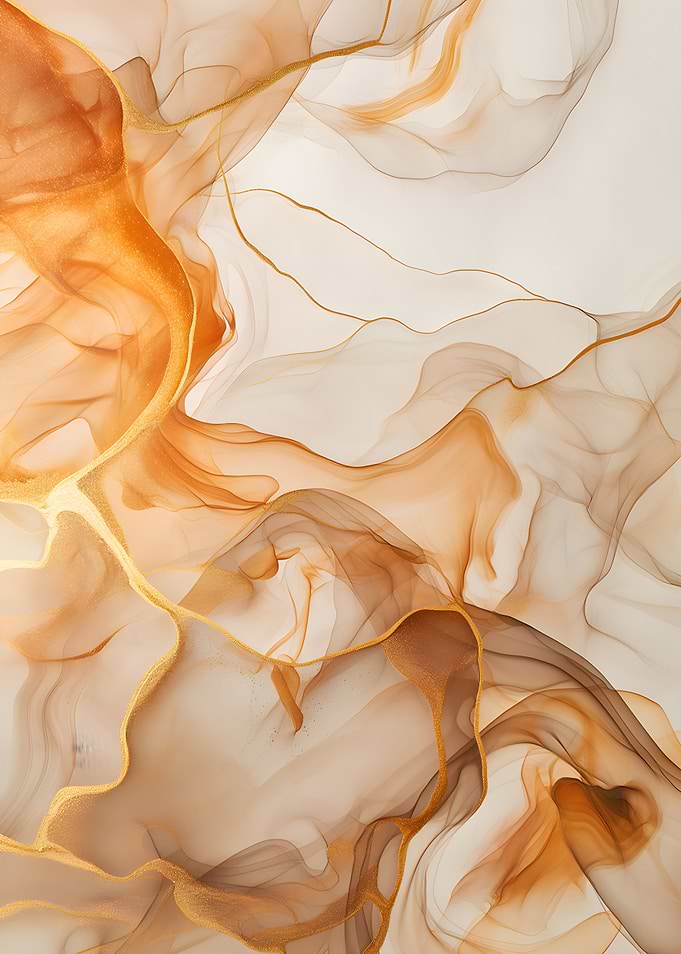 Abstract Fluid Art with Gold Accents