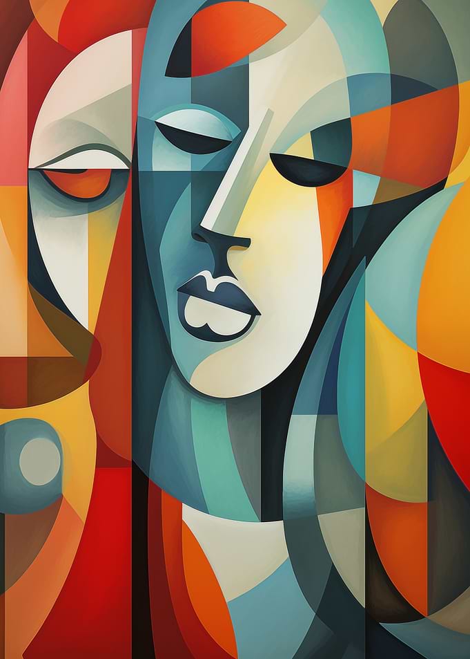 Abstract Cubism Faces Art