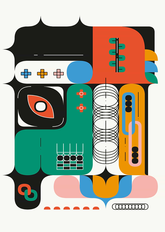 Neo Mordern Arcade | Vibrant Geometric Abstract Retro-Futurism