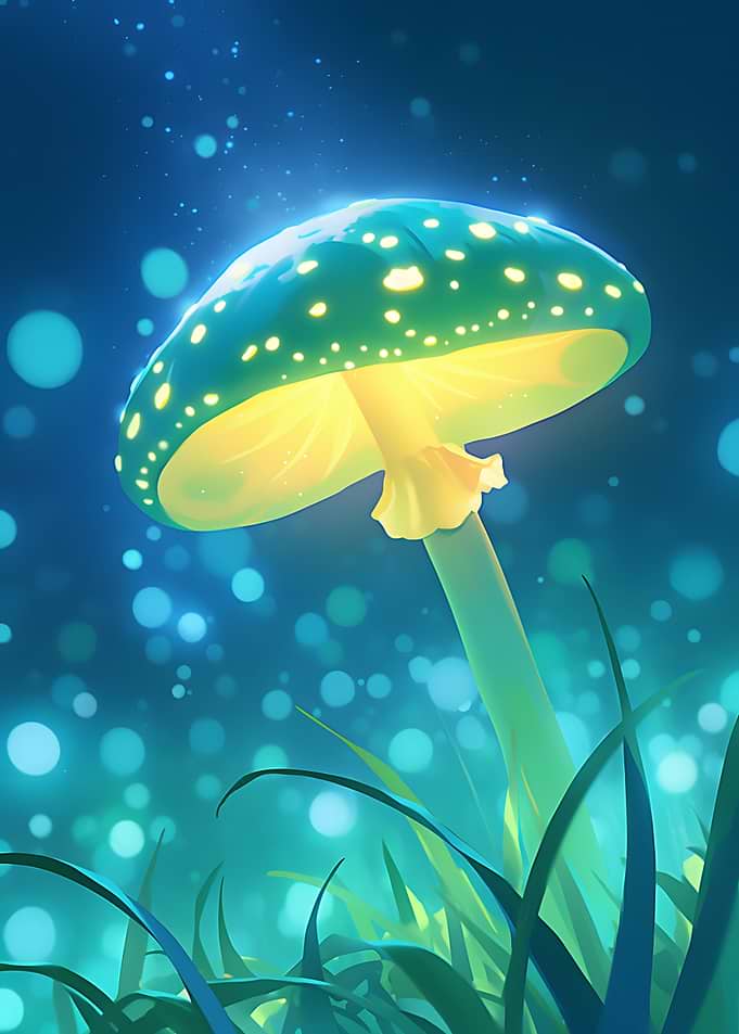 Glowing Mushroom in Enchanted Forest