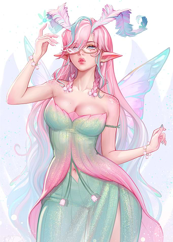 Elegant Fairy with Glasses Illustration