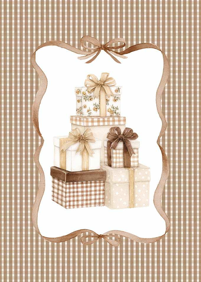 Watercolor Gift Boxes with Ribbon Frame