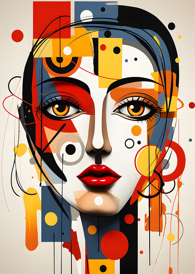Abstract Woman Portrait with Geometric Shapes