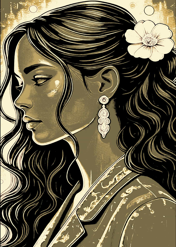 Elegant Woman Portrait in Sepia Tones