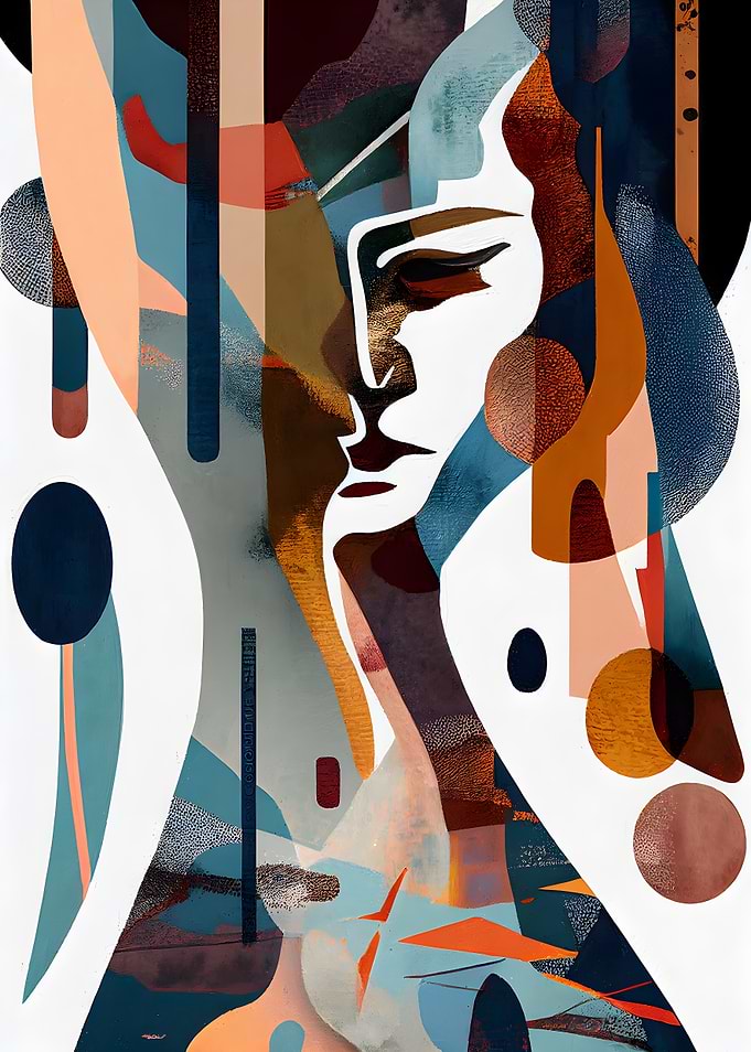 Abstract Portrait with Geometric Shapes