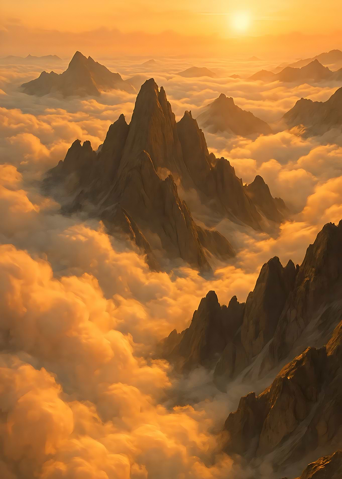 Golden Mountains Above the Clouds