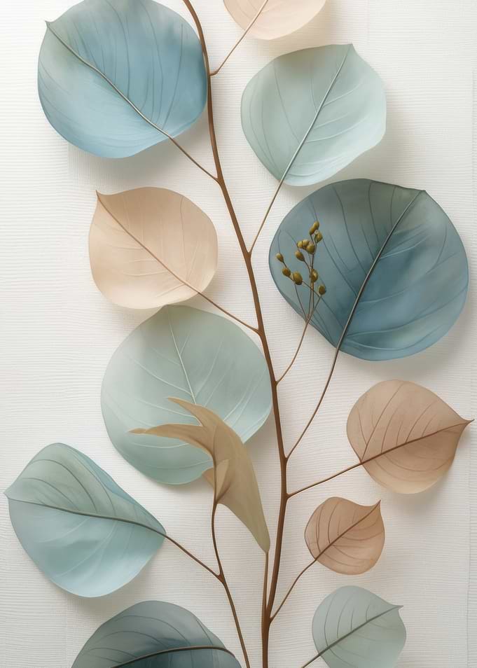 Eucalyptus Branch with Pastel Leaves