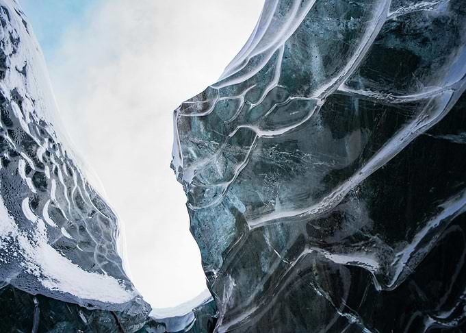 Ice Cave Interior with Sky View