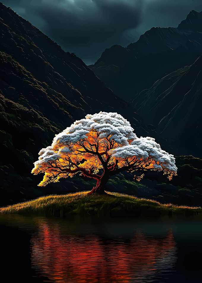 Golden Tree by the Lake