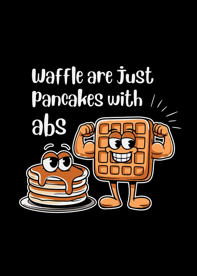 Waffle and Pancake Cartoon Illustration