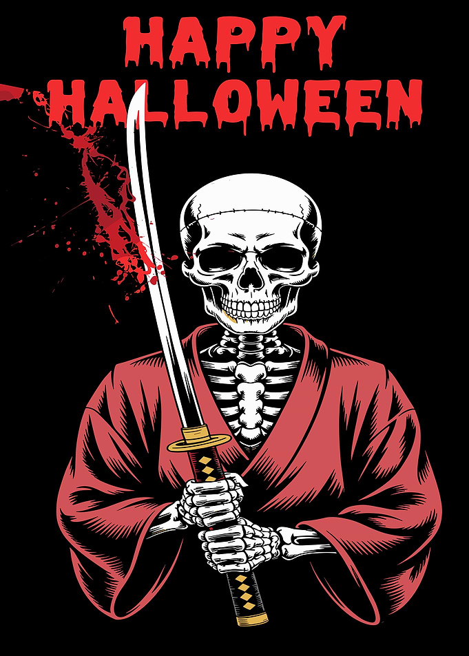 Samurai Skeleton Happy Halloween