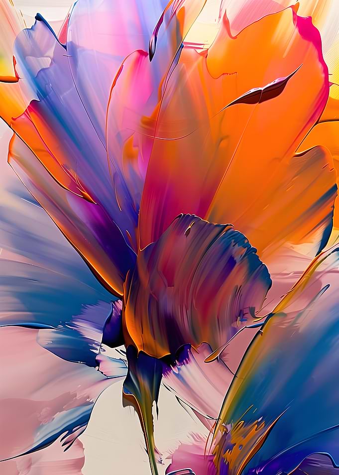 Abstract Floral Painting with Vibrant Colors