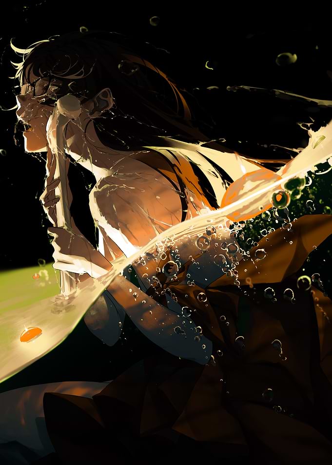 Girl Underwater Illustration