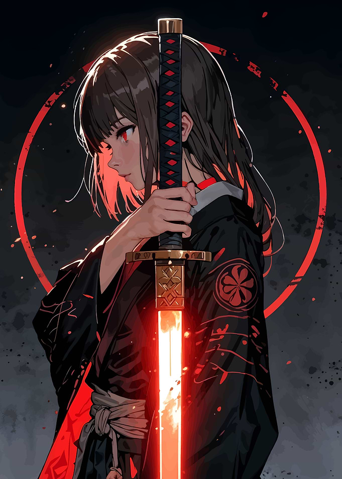 Anime Girl with Glowing Katana