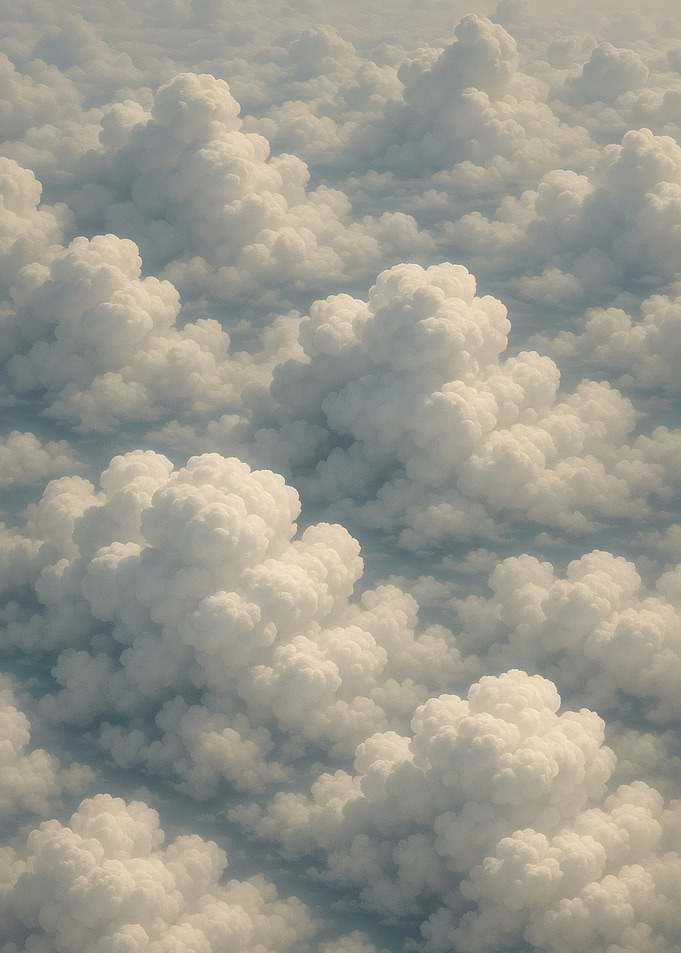 Aerial View of Fluffy White Clouds
