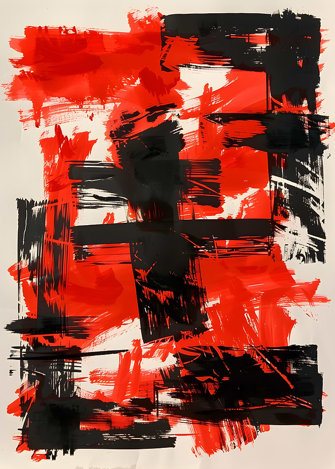 Abstract Red and Black Brushstrokes
