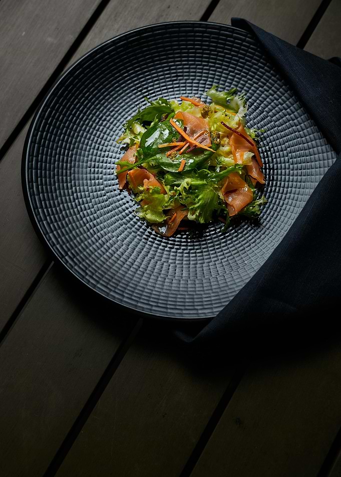 Fresh Salad on Dark Plate
