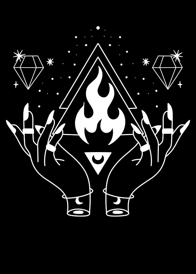 Mystic Hands with Fire and Diamonds