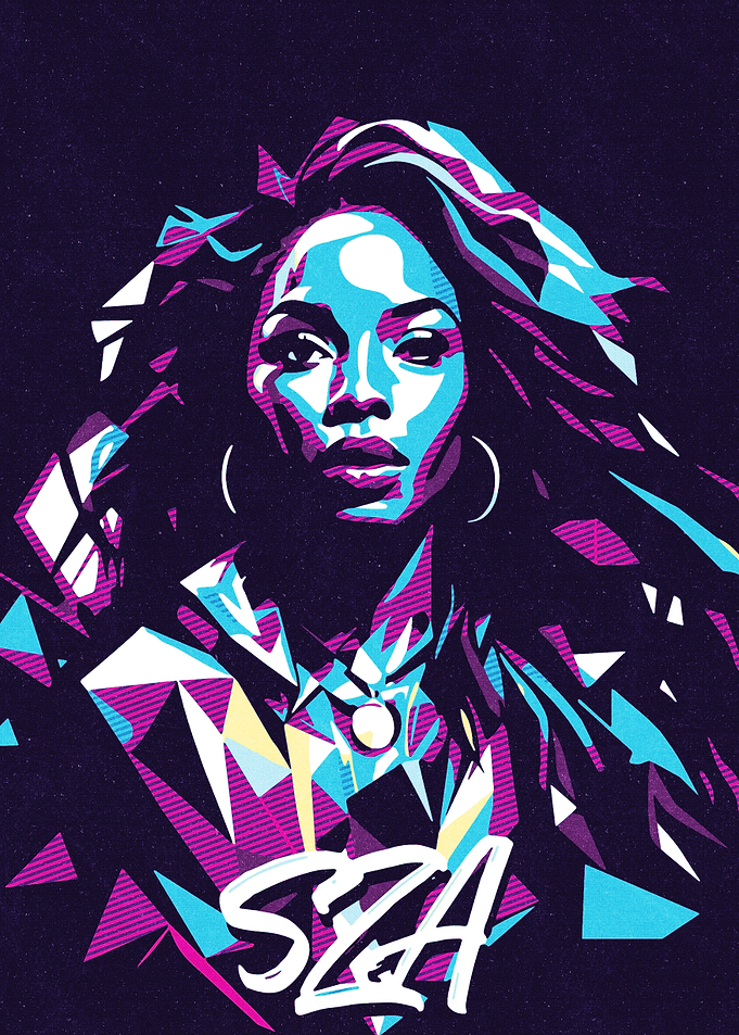 SZA Portrait - Geometric Pop Art