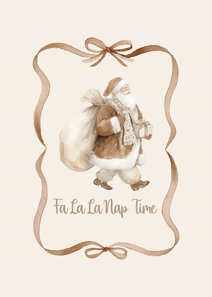 Watercolor Santa Claus 'Fa La La' Art